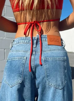 Princess Polly Locke Wide Leg Jeans Mid Wash Denim Best