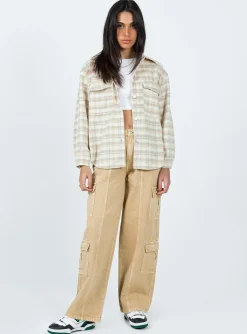 Princess Polly Locksley Cargo Jeans  Beige New