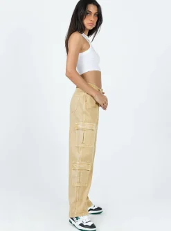 Princess Polly Locksley Cargo Jeans  Beige New