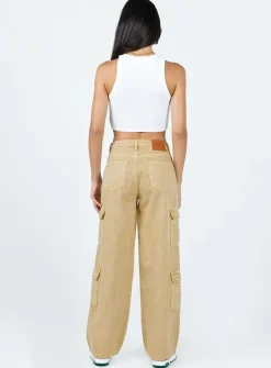 Princess Polly Locksley Cargo Jeans  Beige New