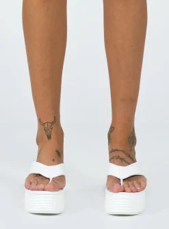 Princess Polly Lola Platform Sandals  White Store
