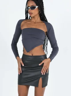Princess Polly Lolita Faux Leather Mini Skirt  Black Discount