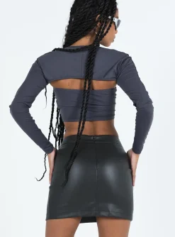 Princess Polly Lolita Faux Leather Mini Skirt  Black Discount