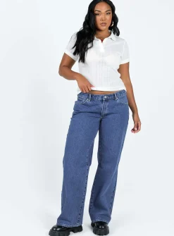 Princess Polly Long Beach Polo Top Cream Outlet