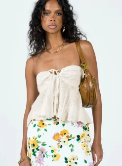 Princess Polly Long Summer Nights Top  Ivory Fashion