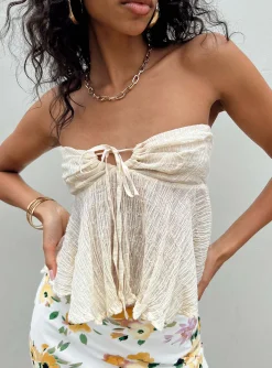 Princess Polly Long Summer Nights Top  Ivory Fashion