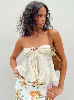 Princess Polly Long Summer Nights Top  Ivory Fashion