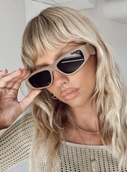 Princess Polly Look Into My Eyes Sunglasses  Beige Fashion