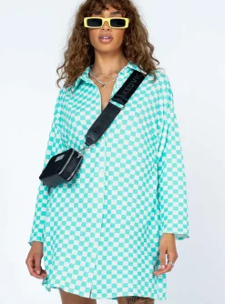 Princess Polly Loraine Shirt Mini Dresscheck   Blue Store
