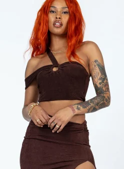 Princess Polly Lore Top  Brown Discount
