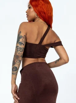 Princess Polly Lore Top  Brown Discount