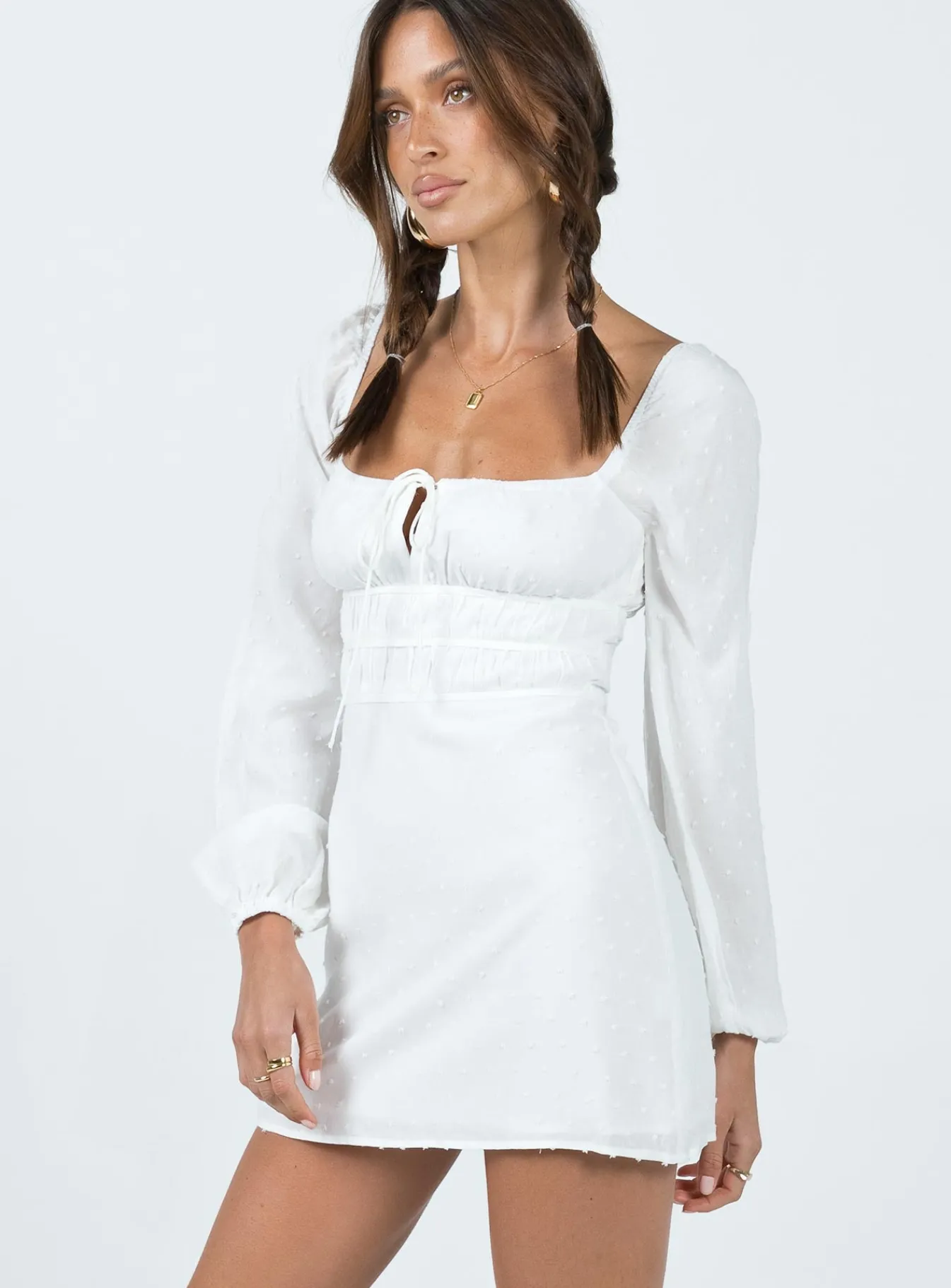 Princess Polly Loreli Long Sleeve Mini Dress White Online