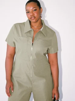 Princess Polly Loretta Jumpsuitcurve   Khaki Best Sale