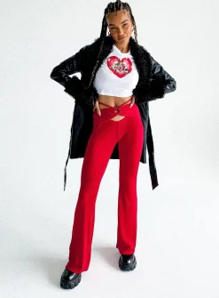 Princess Polly Loriella Flare Pants  Red Discount