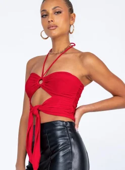 Princess Polly Loriella Ring Detail Crop Top Red Hot