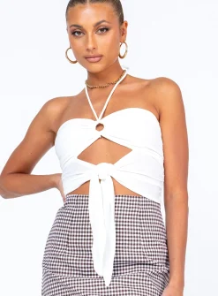 Princess Polly Loriella Ring Detail Crop Top White Flash Sale