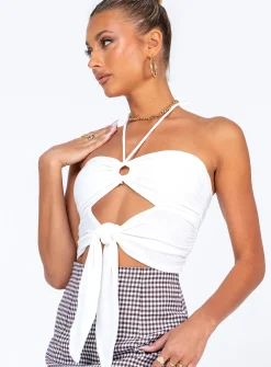 Princess Polly Loriella Ring Detail Crop Top White Flash Sale