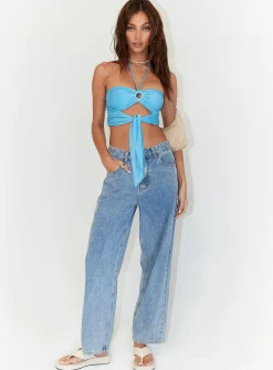 Princess Polly Loriella Ring Detail Crop Top Blue Cheap