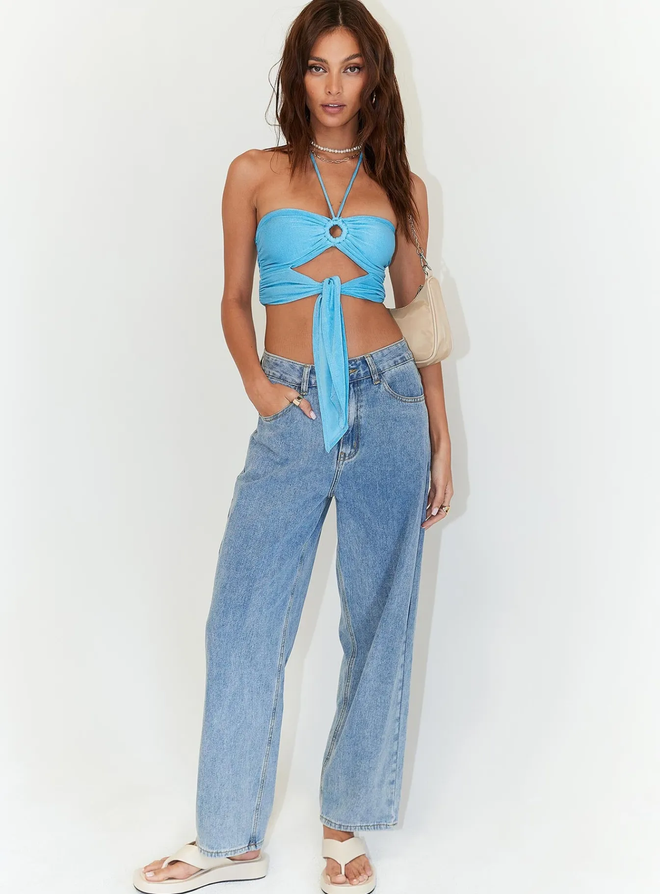 Princess Polly Loriella Ring Detail Crop Top Blue Cheap