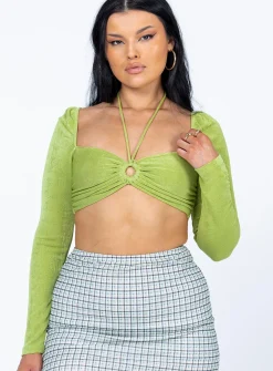 Princess Polly Loriella Ring Detail Long Sleeve Top  Green Store