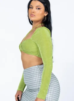 Princess Polly Loriella Ring Detail Long Sleeve Top Green Store