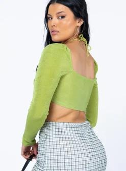 Princess Polly Loriella Ring Detail Long Sleeve Top Green Store