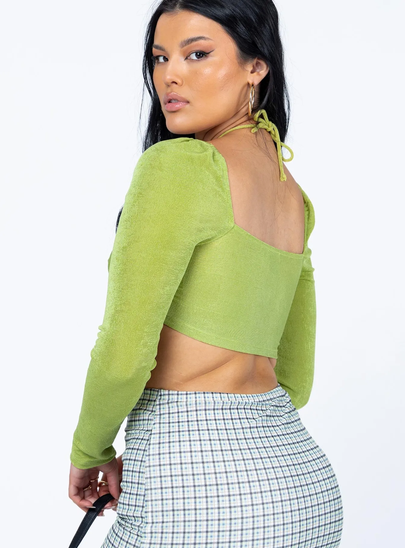 Princess Polly Loriella Ring Detail Long Sleeve Top Green Store