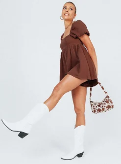 Princess Polly Lorna Romper  Brown Clearance