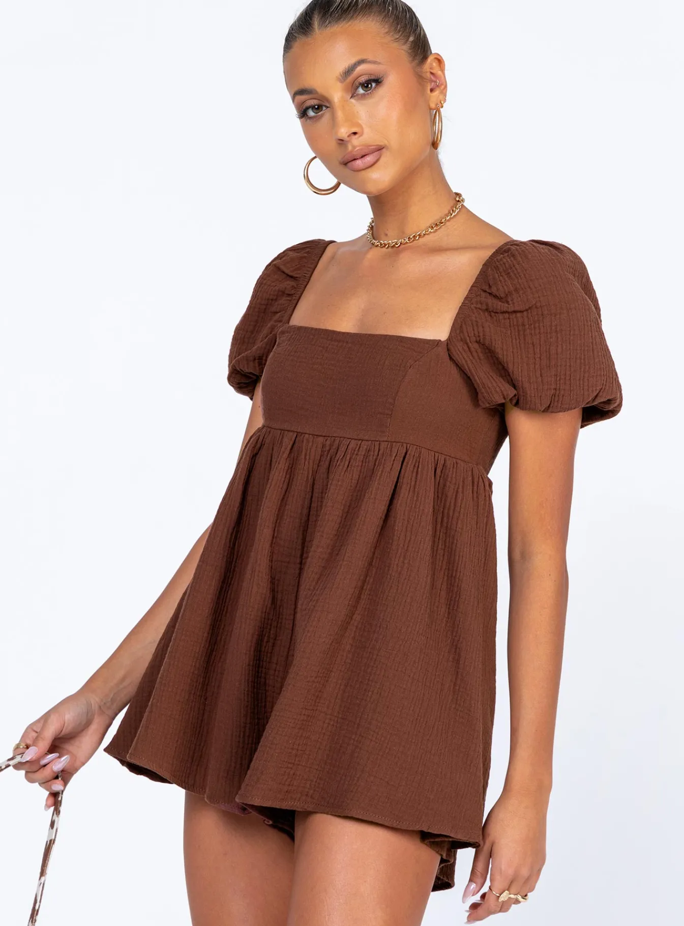 Princess Polly Lorna Romper Brown Clearance