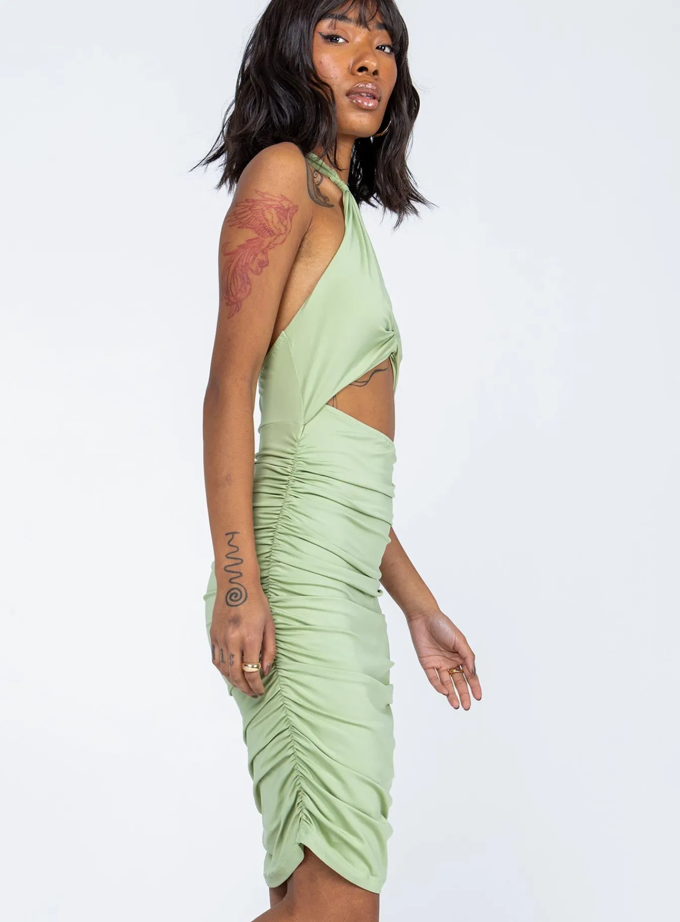 Princess Polly Lorraine Mini Dress Green Clearance