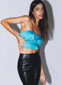 Princess Polly Lorrin Top  Blue Store