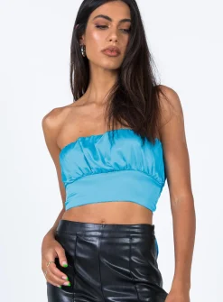 Princess Polly Lorrin Top  Blue Store