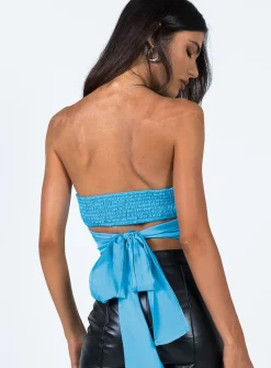 Princess Polly Lorrin Top  Blue Store