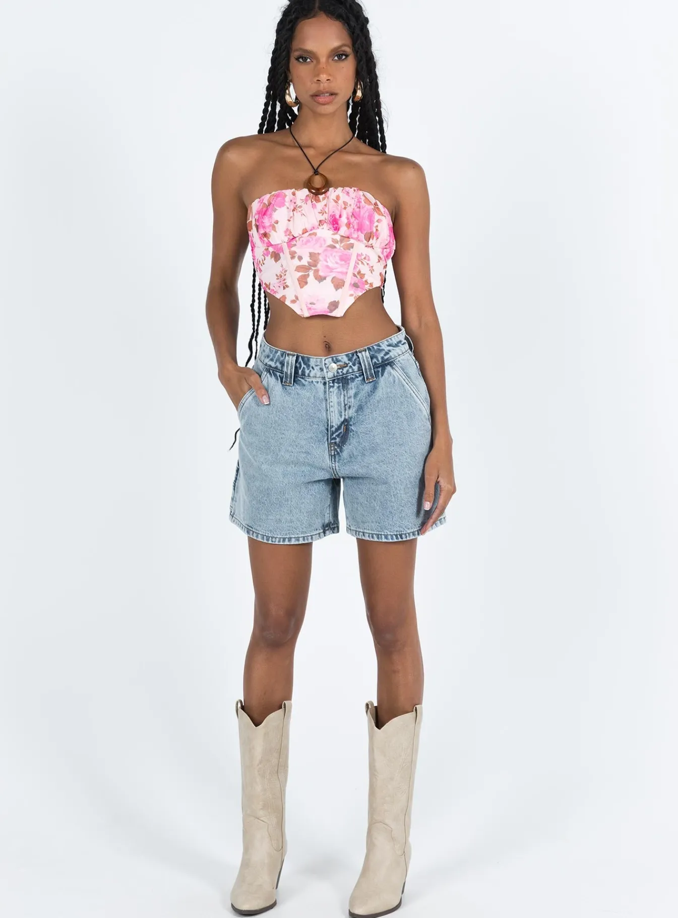 Princess Polly Lou Carpentershorts Light Wash Denim Flash Sale