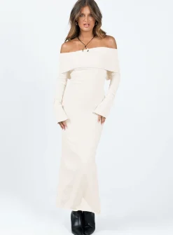 Princess Polly Louden Off The Shoulder Maxi Dress  Cream Best