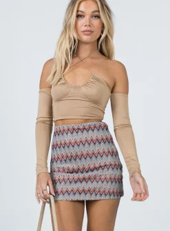 Princess Polly Louisa Chevron Mini Skirt  Multi New