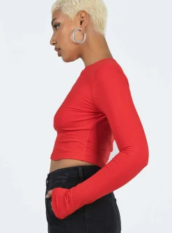 Princess Polly Love Bites Long Sleeve Top Red New