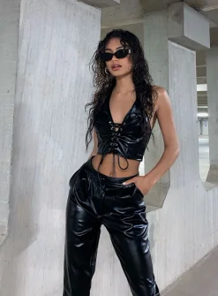 Princess Polly Love Club Pants  Black Sale