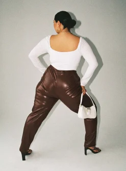 Princess Polly Love Club Pantscurve Brown Cheap
