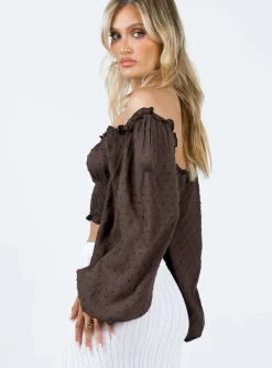 Princess Polly Love Galore Long Sleeve Top Brown Hot