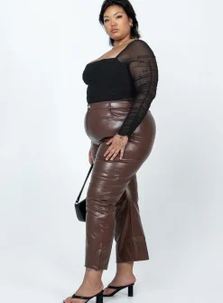 Princess Polly Love Lies Pantscurve   Brown Cheap
