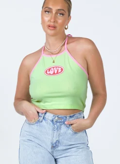 Princess Polly Love Me Harder Top  Green Cheap
