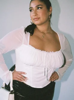 Princess Polly Lovitt Long Sleeve Topcurve   White Fashion