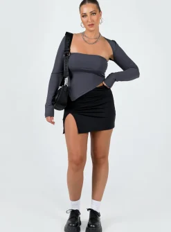 Princess Polly Lowell Mini Skirt  Black Hot
