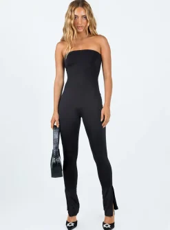 Princess Polly Lowry Strapless Jumpsuit  Black New
