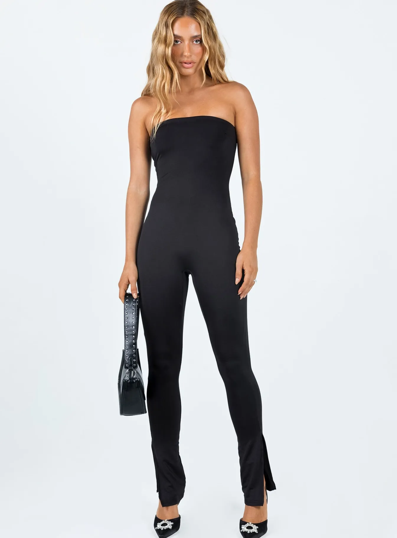 Princess Polly Lowry Strapless Jumpsuit Black New