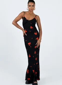 Princess Polly Lucan Maxi Dress  Black / Red Flash Sale