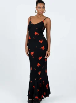 Princess Polly Lucan Maxi Dress  Black / Red Flash Sale