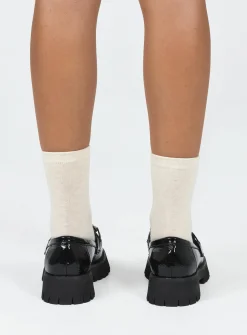 Princess Polly Lucille Loafer Patent  Black Clearance