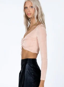 Princess Polly Lucille Long Sleeve Top  Beige Fashion